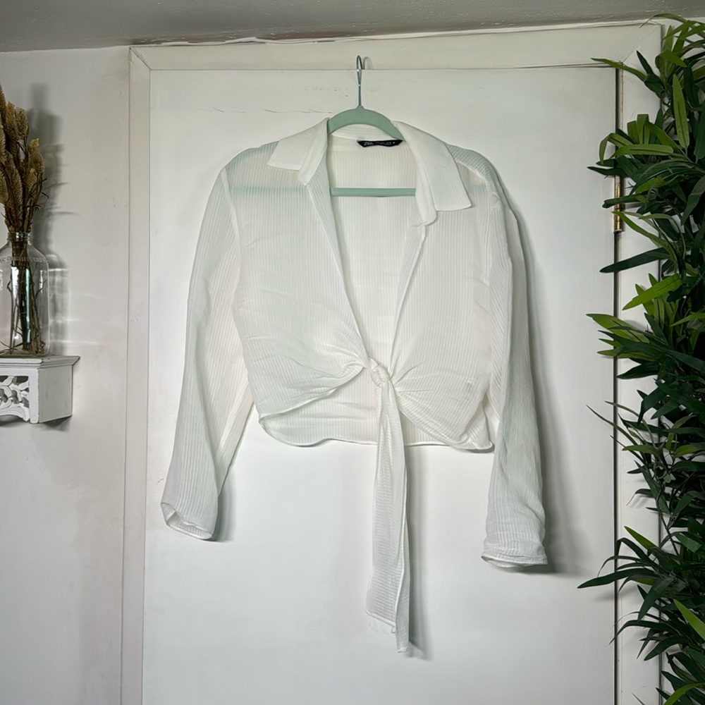 Zara tie front shirt